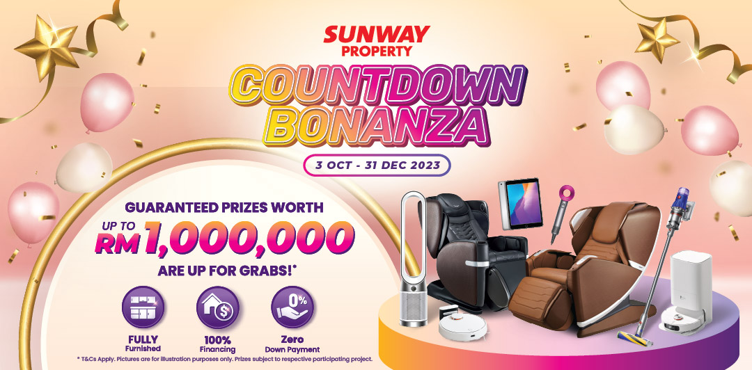 Get ready to unlock your dream home with Sunway Property's Countdown Bonanza! Enjoy Exclusive deals and grab OSIM Massage Chair, Xiaomi Robot Vacuum, iPad 10th Gen and many more